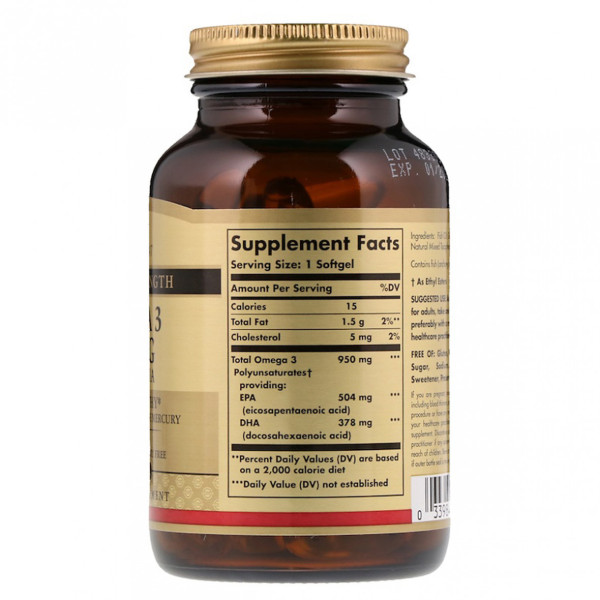 Концентрат риб'ячого жиру Омега - 3 (Omega-3, EPA DHA), Solgar, 950 мг, 50 кап. Концентрат риб'ячого жиру Омега - 3 (Omega-3, EPA DHA), Solgar, 950 мг, 50 кап.