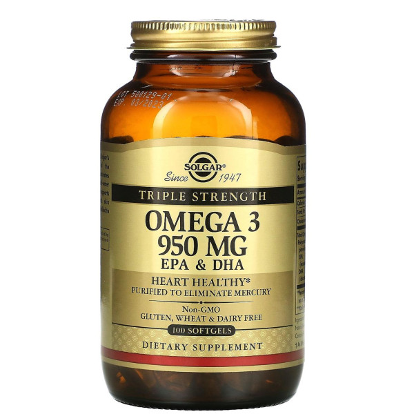 Концентрат риб'ячого жиру Омега – 3 (Omega-3, EPA DHA), Solgar, 950 мг, 100 кап.