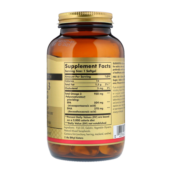 Концентрат риб'ячого жиру Омега – 3 (Omega-3, EPA DHA), Solgar, 950 мг, 100 кап. Концентрат риб'ячого жиру Омега – 3 (Omega-3, EPA DHA), Solgar, 950 мг, 100 кап.