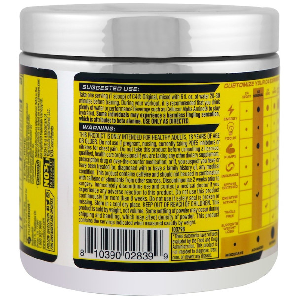 Предтренировочный комплекс Cellucor - C4 Original 30 порций (190 грамм) Предтренировочный комплекс Cellucor - C4 Original 30 порций (190 грамм)