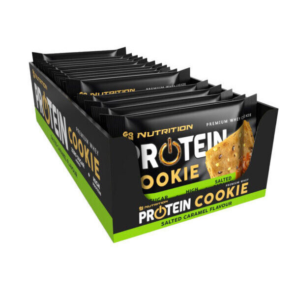 Блок протеинового печенья Go On Nutrition Cookie соленая карамель (salted caramel) – 50 г – 18 шт. (без сахара)