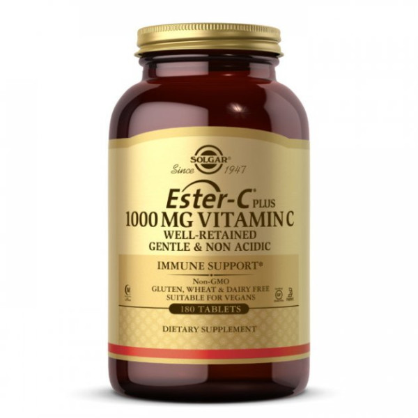 Вітамін C, Vitamin C, Ester-C Plus, Solgar, 1000 мг, 180 таблеток