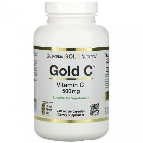 Витамин C, California GOLD Nutrition "Gold C" для поддержки иммунитета, 500 мг (240 капсул)