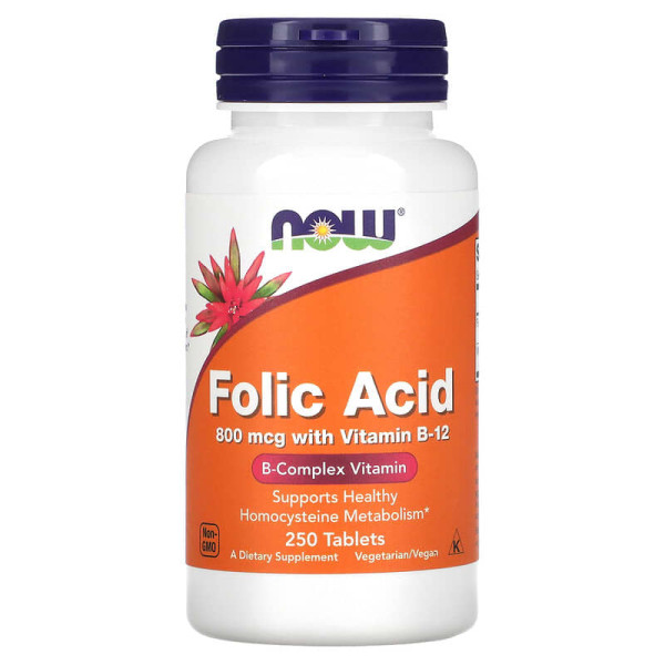 Фолиевая кислота Now Foods Folic Acid 800мкг 250 таблеток