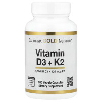 Вітаміни California Gold Nutrition Вітамін D3+K2 Vitamin D3+K2 180 вегетаріанських капсул