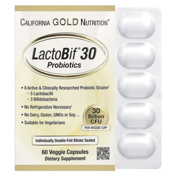 Пробиотик California Gold Nutrition LactoBif Probiotics 30 Billion CFU 60 капсул
