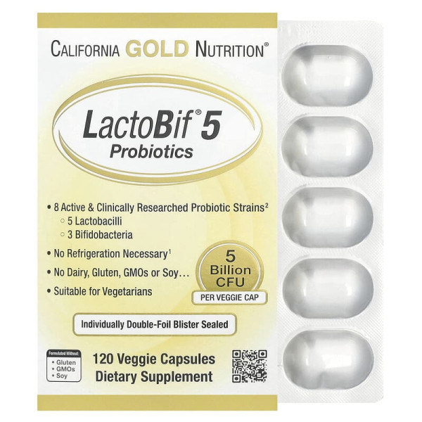 Пробиотик California Gold Nutrition LactoBif Probiotics 5 Billion CFU 120 капсул
