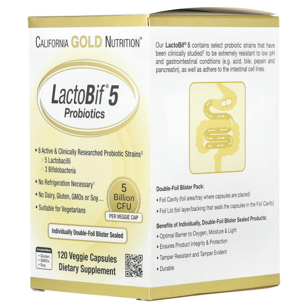 Пробиотик California Gold Nutrition LactoBif Probiotics 5 Billion CFU 120 капсул