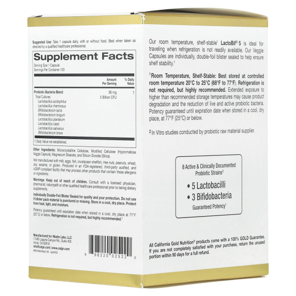Пробиотик California Gold Nutrition LactoBif Probiotics 5 Billion CFU 120 капсул