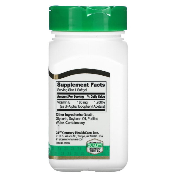 Вітамін Е 180мг (400IU) 21st Century 110 капсул | VITAMIN E 180 mg