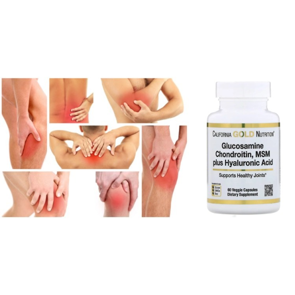 Глюкозамин, Хондроитин, МСМ и Гиалуроновая кислота (Glucosamine Chondroitin, MSM plus Hyaluronic Acid), California Gold Nutrition, 60 капсул