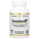 Біологічно активна добавка California Gold Nutrition, Theanine UP для концентрації енергії, L-теанін та кофеїн, 60 рослинних капсул