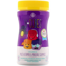 Мультивітаміни та мінерали для дітей жувальні, Childrens Multi-Vitamin & Mineral, Solgar, U-Cubes, 60 цукерок
