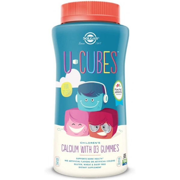 Жувальний кальцій із Д3 для дітей, U-Cubes, Children's Calcium With D3, Solgar,120 кубиків