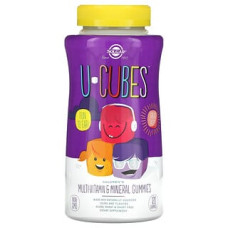Мультивітаміни та мінерали для дітей жувальні, Childrens Multi-Vitamin & Mineral, Solgar, U-Cubes, 120 цукерок