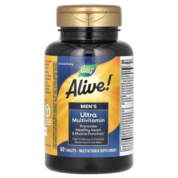 Мультивитамины для мужчин Nature's Way, Alive! "Men's" Ultra Potency, высокоусвояемый комплекс поливитамин (60 таблеток) Мультивитамины для мужчин Nature's Way, Alive! "Men's" Ultra Potency, высокоусвояемый комплекс поливитамин (60 таблеток)