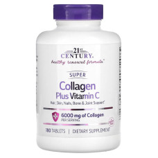Гидролизованный коллаген 21st Century "Super Collagen Plus Vitamin C" с витамином С, 6000 мг (180 таблеток)
