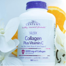 Гидролизованный коллаген 21st Century "Super Collagen Plus Vitamin C" с витамином С, 6000 мг (180 таблеток)