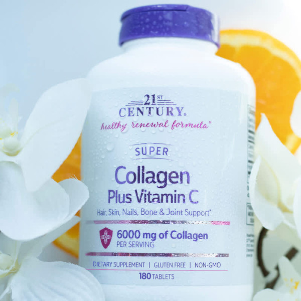 Гідролізований колаген 21st Century "Super Collagen Plus Vitamin C" з вітаміном С, 6000 мг (180 таблеток) Гідролізований колаген 21st Century "Super Collagen Plus Vitamin C" з вітаміном С, 6000 мг (180 таблеток)