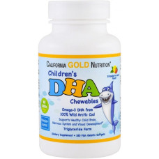 Жирные кислоты для детей California Gold Nutrition Children's DHA Chewables 100% Wild Arctic Cod 180 капсул
