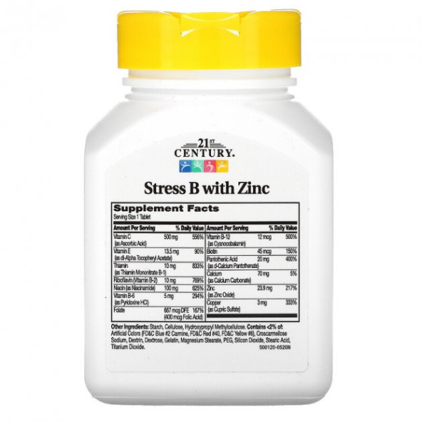 Вітаміни та мінерали 21st Century Stress B with Zinc, 66 таблеток