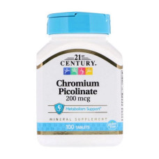 Хром піколінат 21st Century Chromium Picolinate 200 mcg 100 таблеток