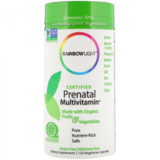 Мультивітаміни для мам Rainbow Light, Сертифікований Prenatal Multivitamin, 120 вегетаріанських капсул