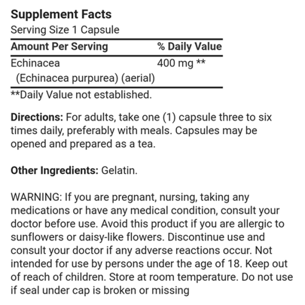 Echinacea 400 mg 100 capsules