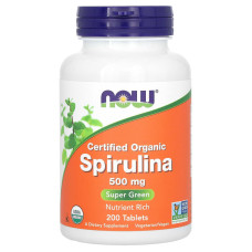 Органическая спирулина NOW foods Spirulina 500 mg (200 таблетс)