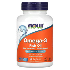 Рыбий жир/Жирные кислоты NOW Omega-3 Odor Controlled - Enteric Coated, 90 капсул( в матовой оболочке)
