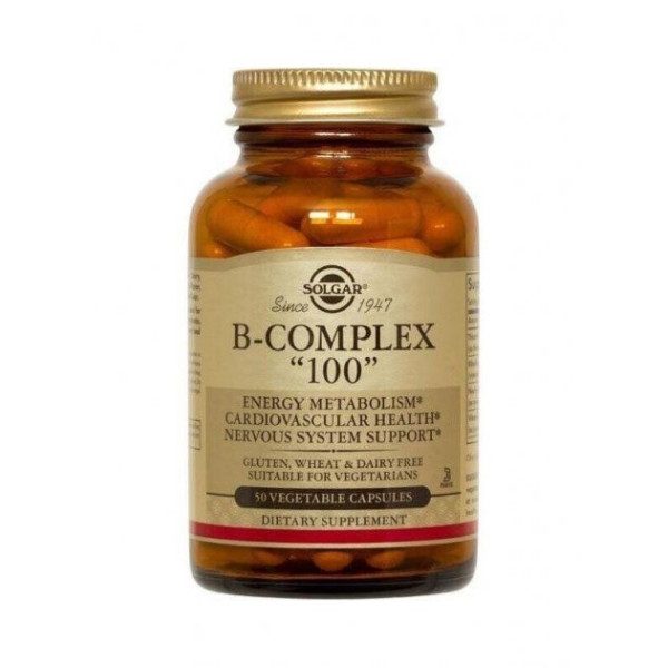 Витамин В-100 комплекс, B-Complex "100", Solgar, 50 капсул