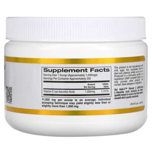 Витамины California Gold Nutrition Vitamin C Gold C Powder 1000 мг 250 г Без вкуса