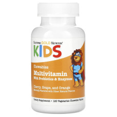Витамины для детей с пробиотиками California Gold Nutrition Kids Multivitamins with Probiotics & Enzymes 120 Chewable Tablets