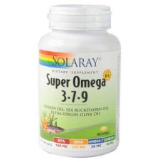 Омега 3-7-9 з вітаміном D-3, Super Omega 3-7-9, Solaray, 120 гелевих капсул