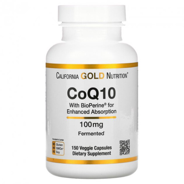 Коэнзим Q10 California GOLD Nutrition "CoQ10 with Bioperine" с биоперином, 100 мг (150 капсул)