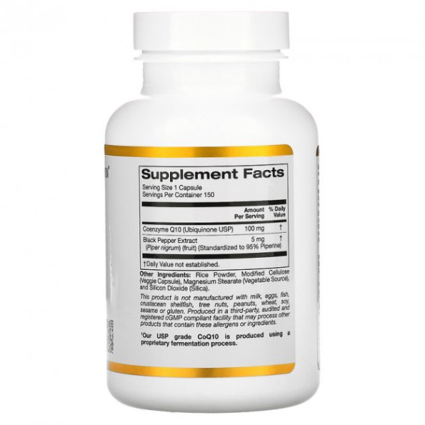 Коэнзим Q10 California GOLD Nutrition "CoQ10 with Bioperine" с биоперином, 100 мг (150 капсул) Коэнзим Q10 California GOLD Nutrition "CoQ10 with Bioperine" с биоперином, 100 мг (150 капсул)