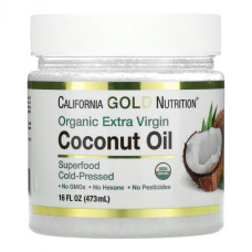 Кокосова олія California Gold Nutrition Organic Coconut Oil першого холодного віджиму для внутрішнього та зовнішнього застосування 473 мл
