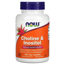 Холин и Инозитол Now Foods, Choline & Inositol,  500 мг, 100 капсул