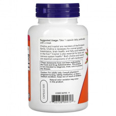 Холин и Инозитол Now Foods, Choline & Inositol,  500 мг, 100 капсул