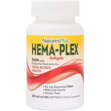Комплекс із залізом Hema-Plex, Iron, Nature's Plus, 60 М'яких Желатинових Капсул