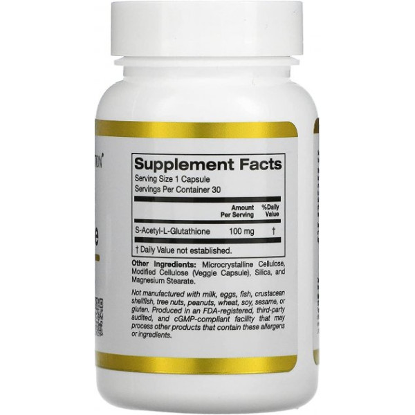 Спеціальний продукт California Gold Nutrition S-Acetyl L-Glutathione 30 капсул