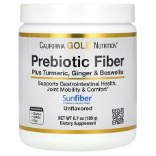 Пребиотическая клетчатка California Gold Nutrition плюс куркума имбирь и босвелия Prebiotic Fiber Plus Turmeric Ginger Boswellia 189 грамм