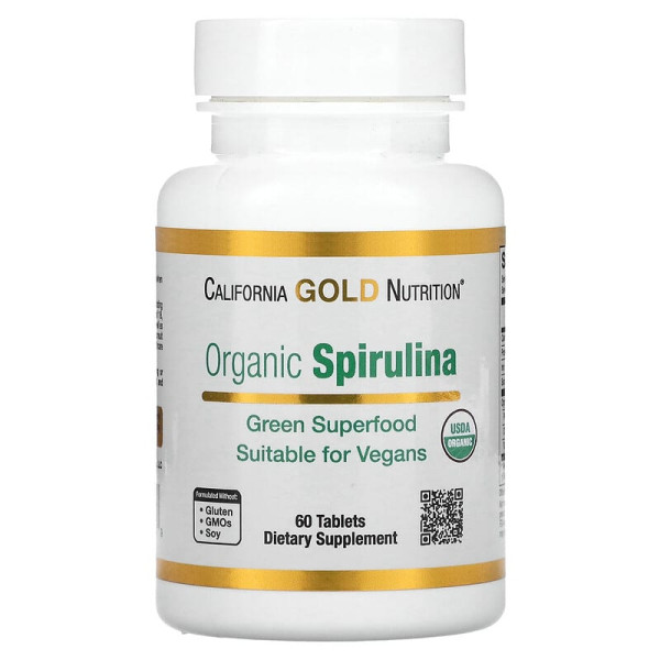 Органическая спирулина California GOLD Nutrition "Organic Spirulina" 500 мг (60 таблеток)
