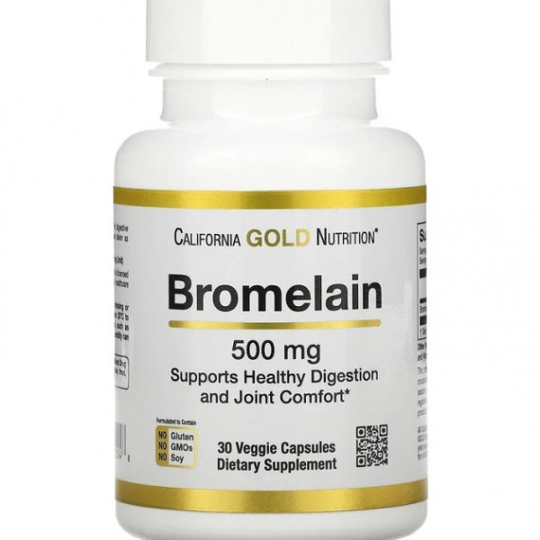 Бромелайн California Gold Nutrition (Bromelain) 500 мг 30 вегетарианских капсул
