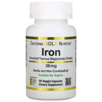  Iron (Bisglycinate), California Gold Nutrition, 36 мг, 90 вегетарианских капсул