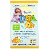 Рыбий жир в жидком виде ДГК для детей California Gold Nutrition Baby's DHA 1050 mg Omega 3 with Vitamin D3 для мозга, зрения и внимания 59 мл