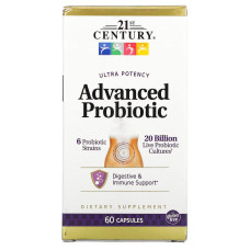 Пробіотик 21st Century, Advanced Probiotic покращений пробіотик із високою ефективністю, 60 капсул