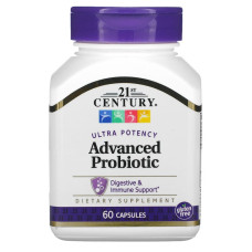 Пробіотик 21st Century, Advanced Probiotic покращений пробіотик із високою ефективністю, 60 капсул