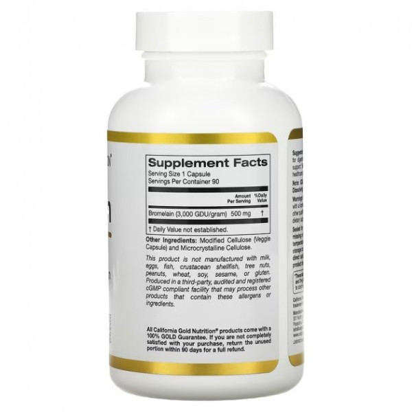 Бромелайн California Gold Nutrition (Bromelain) 500 мг 90 вегетаріанських капсул