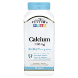 Кальцій з вітаміном D3, 21st Century "Calcium Plus D3" 1000 мг, 800 МО (90 таблеток)